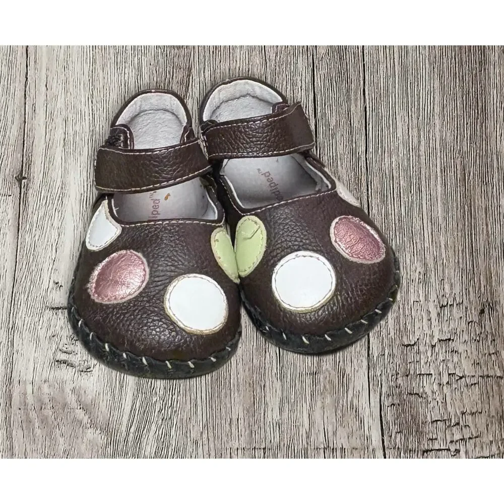 Pediped baby brown polka dot shoes. Size 12-18 month